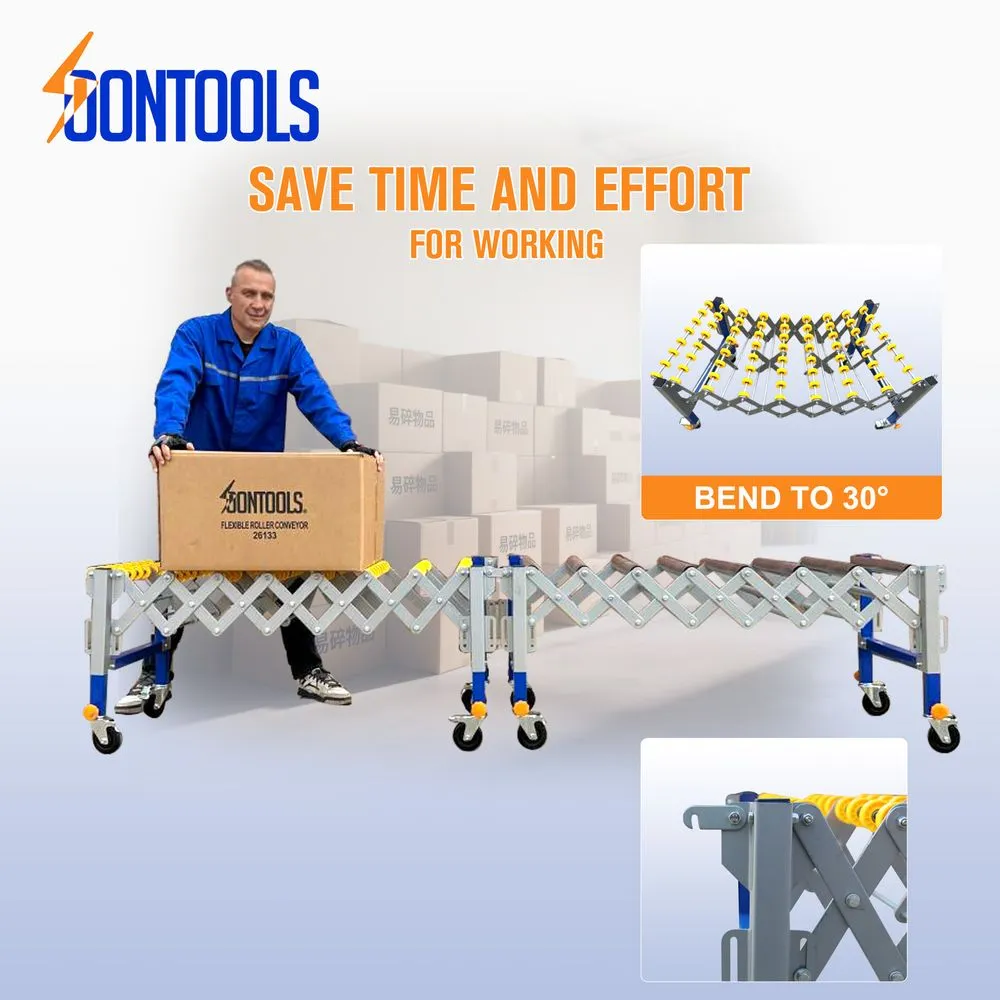 Soontools 26138 Adjustable Conveyor Roller with 4 Movable Wheels