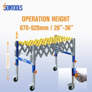 Soontools 26138 Adjustable Conveyor Roller with 4 Movable Wheels