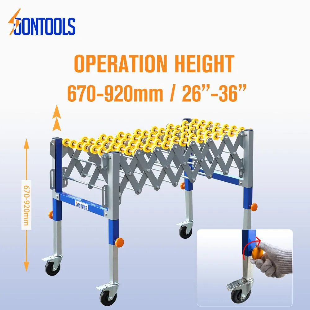 Soontools 26138 Adjustable Conveyor Roller with 4 Movable Wheels