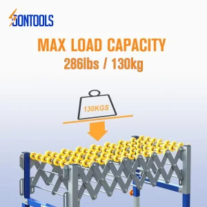 Soontools 26138 Adjustable Conveyor Roller with 4 Movable Wheels